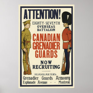 Canadian Grenadier Guards WWI Recruitment Poster