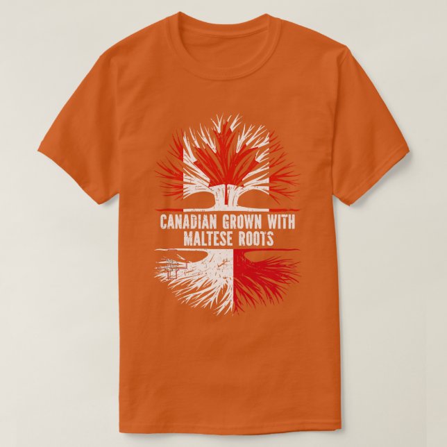 Canadian Grown with Maltese Roots Canada Flag T-Shirt (Design Front)