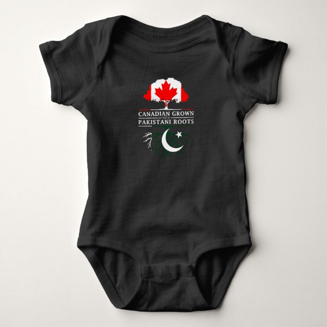 Canadian Grown with Pakistani Roots   Pakistan Baby Bodysuit (Front)