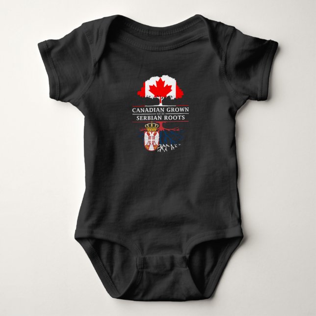 Canadian Grown with Serbian Roots   Serbia Design Baby Bodysuit (Front)