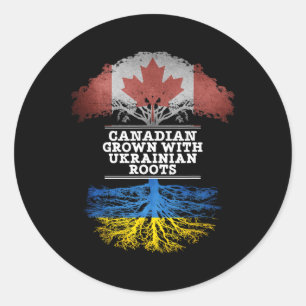 Canadian Grown With Ukrainian Roots T Shirt Classic Round Sticker