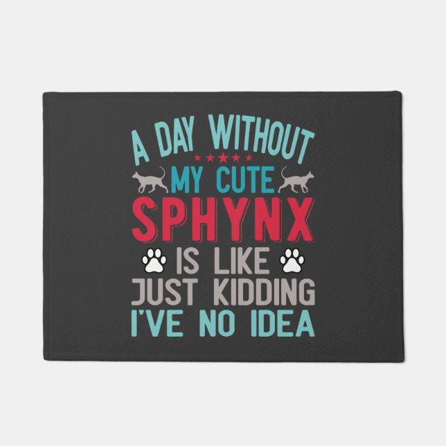 Canadian Hairless Sphynx Cat Owner Funny Saying Doormat (Front)