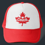 Canadian heart and red maple hat<br><div class="desc">Show your love to Canada. With this Canadian flag style maple leaf & heart graphic hat / cap.  Reads Canada. A perfect gift for an Canadian or for Canada Day. Design by Sarah Trett.</div>