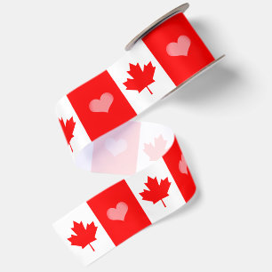 Canadian Heart, Canada Ribbon, Canadian Flag Satin Ribbon