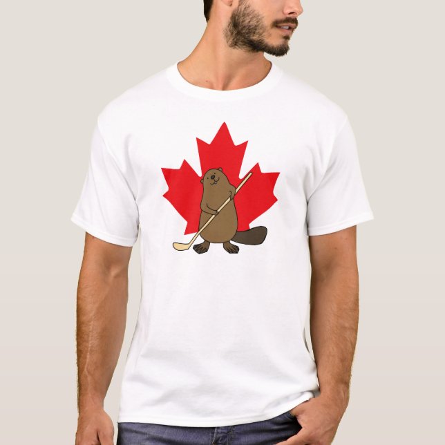 Canadian Hockey Beaver T-shirt Canada Day T-shirt (Front)