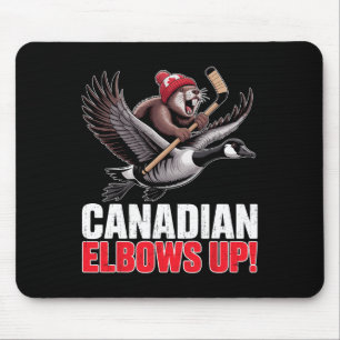 Canadian Hockey Elbows Up Retro Funny Canada Day G Mouse Pad