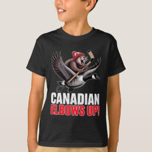 Canadian Hockey Elbows Up Retro Funny Canada Day G T-Shirt