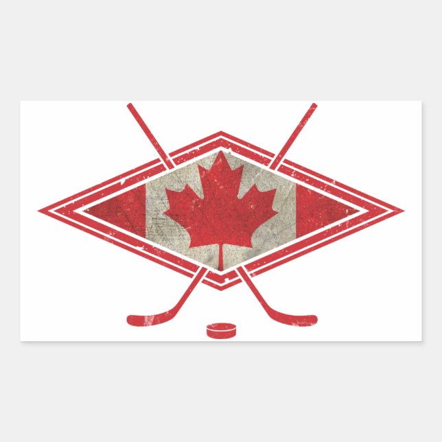 Canadian Hockey Flag Logo Rectangular Sticker (Front)