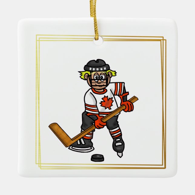Canadian Hockey Player Christmas Ornament (Front)