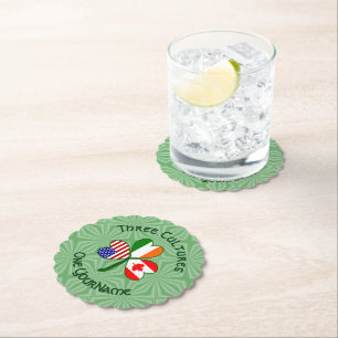 Canadian Irish American Shamrock Personalised Paper Coaster