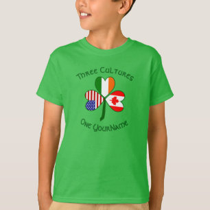Canadian Irish American Shamrock Personalised  T-Shirt