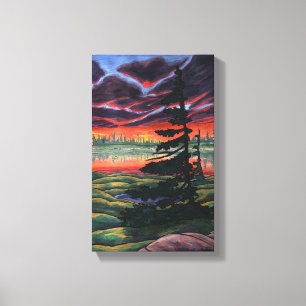 Canadian Landscape Painting Sunset Canvas Small Print