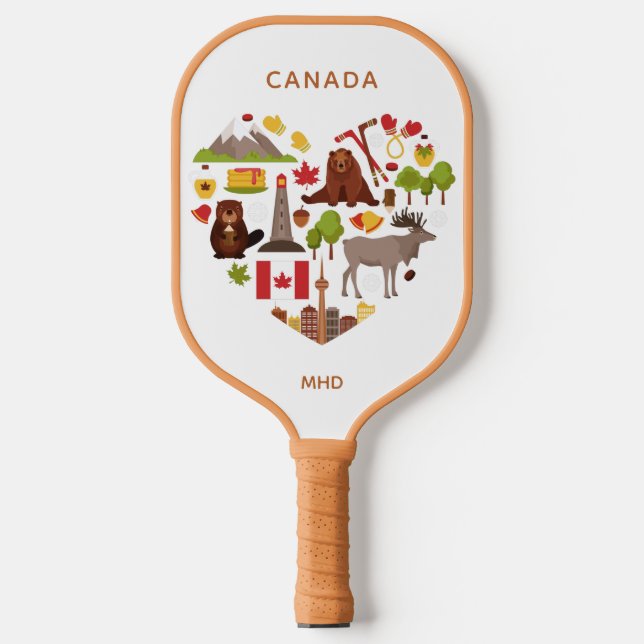 Canadian Love custom monogram Pickleball Paddle (Front)