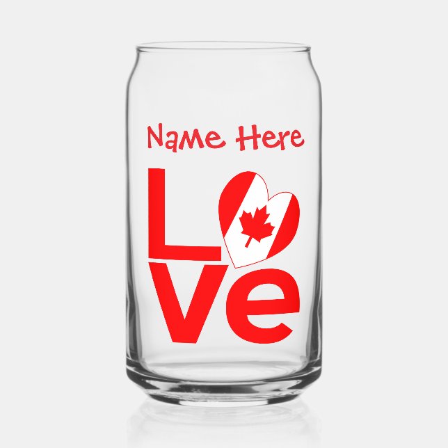 Canadian LOVE Red Personalised Can Glass (Front)
