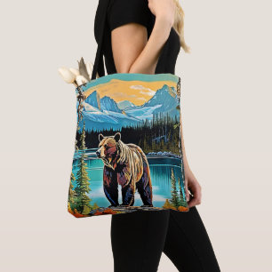 Canadian Majestic Mountain Bear Design Tote Bag