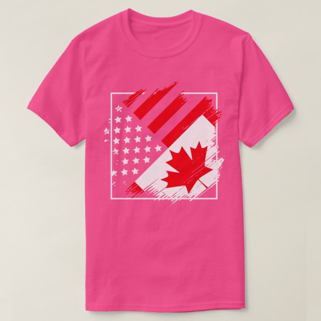 Canadian Maple Leaf America Flag Friendship Canada T-Shirt (Design Front)