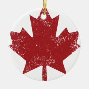 Canadian Maple Leaf (Distressed) Ceramic Tree Decoration