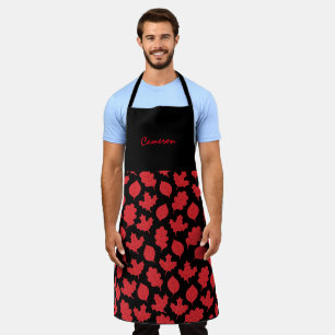 Canadian Maple Leaf, editable name Apron