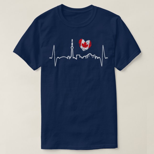 Canadian Maple Leaf Heart Heartbeat Canada T-Shirt (Design Front)