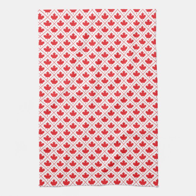Canadian Maple Leaf in Red and White Tea Towel (Vertical)