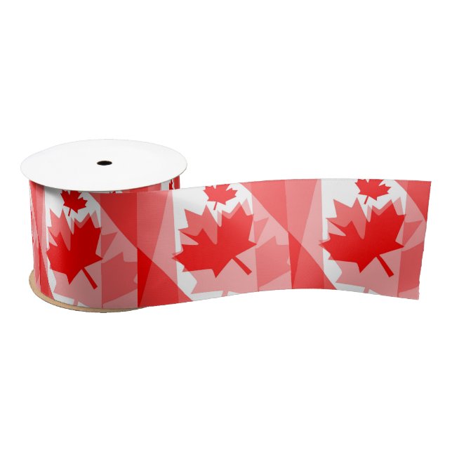 Canadian Maple Leaf Layered Style CANADA Satin Ribbon (Spool)