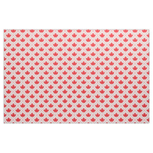 Canadian Maple Leaf Red and White Diamond Pattern Fabric