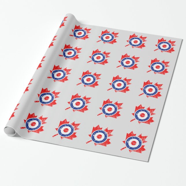 Canadian Maple Leaf Roundel Grunge Mod CANADA Wrapping Paper (Unrolled)