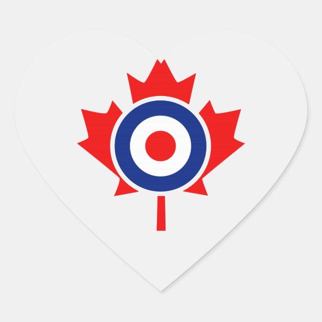 Canadian Maple Leaf Roundel Mod Badge Heart Sticker (Front)