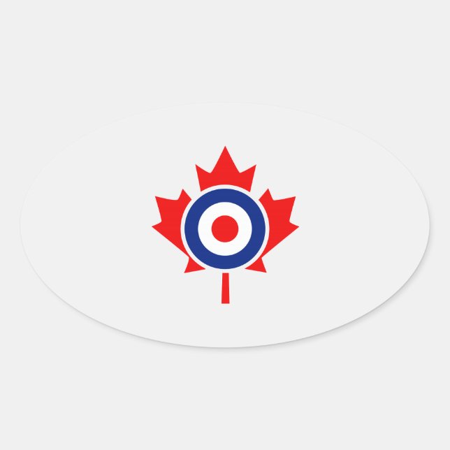 Canadian Maple Leaf Roundel Mod Badge Oval Sticker (Front)