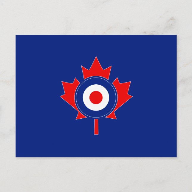 Canadian Maple Leaf Roundel Mod on blue Postcard (Front)