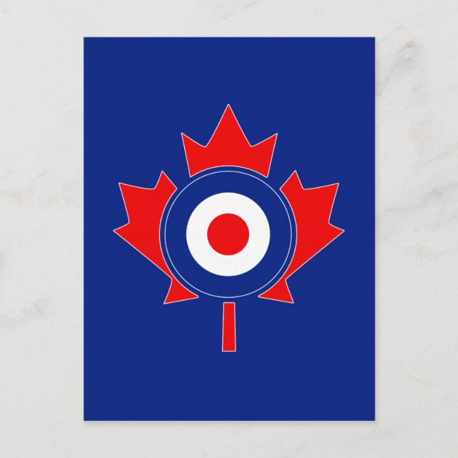 Canadian Maple Leaf Roundel Mod on blue Postcard (Front)