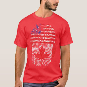 Canadian Maple Leaf US Flag American Fingerprint C T-Shirt