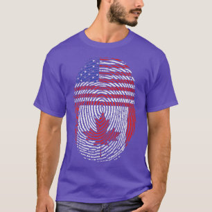 Canadian Maple Leaf US Flag American Fingerprint C T-Shirt