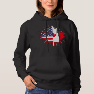 Canadian Maple Leaf USA Flag Canada Day For Men Hoodie