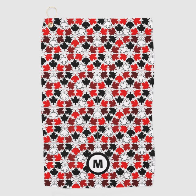 Canadian Maple Leaves Initial Golf Towel (Front)