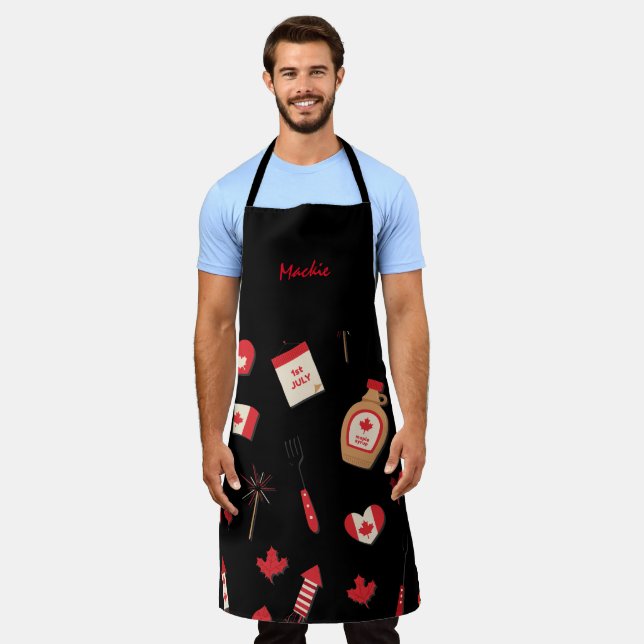 Canadian Maple Syrup BBQ, editable name Apron (Worn)