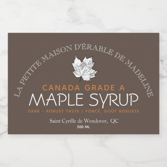 Canadian Maple Syrup Editable Food Label (Single Label)
