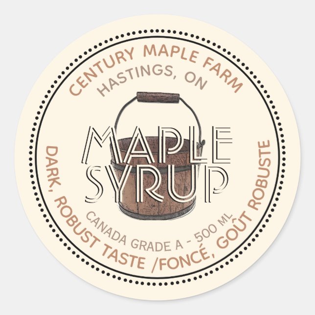 Canadian Maple Syrup Editable Label (Sap Bucket) (Front)