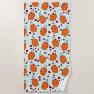 Canadian Maple Syrup Pattern Beach Towel