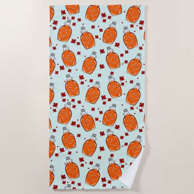Canadian Maple Syrup Pattern Beach Towel (Front)
