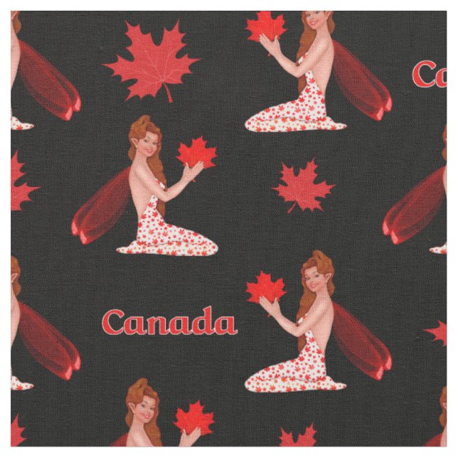 Canadian Mapleleaf Fairy on Black Fabric (Close Up)