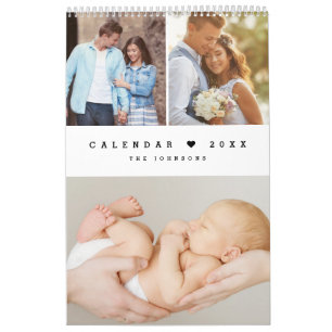 Canadian Minimal Heart Customizable Family Photo Calendar