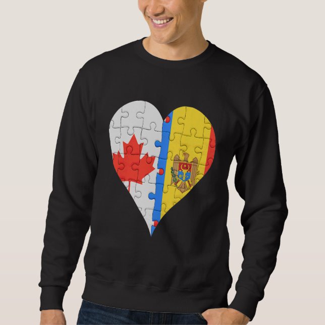 Canadian Moldovan Flag Heart Sweatshirt (Front)