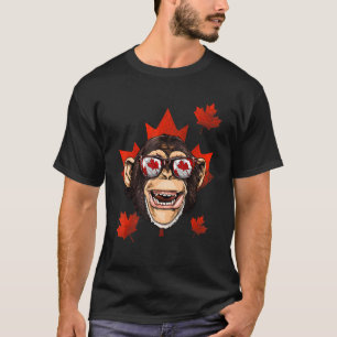 Canadian Monkey Maple Leaf Patriotic Canada Flag T-Shirt