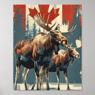 Canadian moose vintgage poster