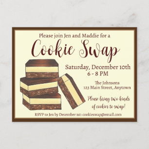 Canadian Nanaimo Bars Christmas Cookie Swap Invitation Postcard