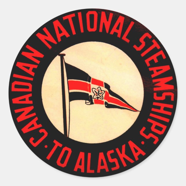 Canadian National Steamship to Alaska Classic Round Sticker (Front)