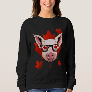 Canadian Pig Maple Tree Leaf Canada Flag Piggy  Fa Sweatshirt