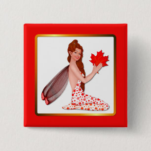 Canadian Pixie with Maple Leaf 15 Cm Square Badge