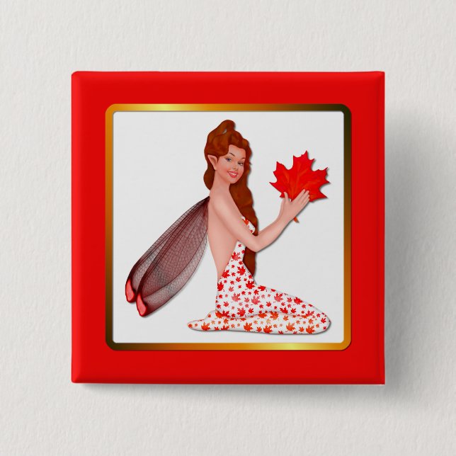 Canadian Pixie with Maple Leaf 15 Cm Square Badge (Front)